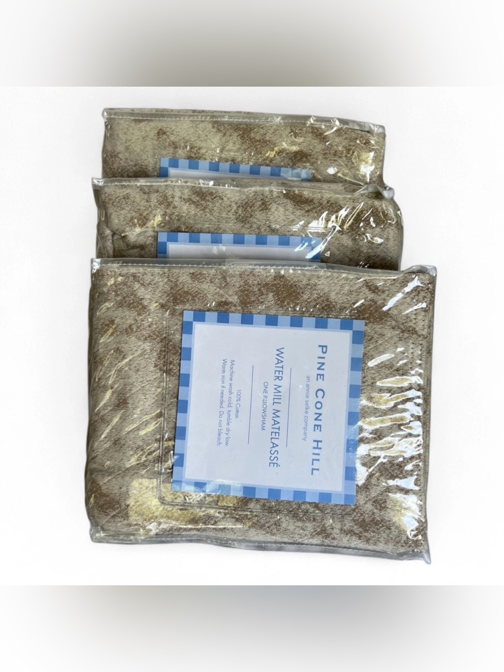 3pc Pine Cone Hill Natural Matelassé Euro Shams New in Pkg